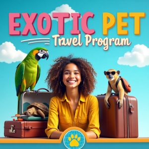 Flux_Dev_A_colorful_advertisement_for_an_Exotic_Pet_Travel_Tra_1 Exotic Pet Travel Training Program